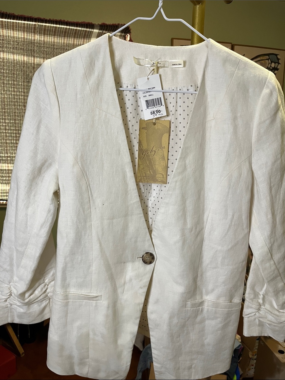 NEW Gibson Womens Single-Button Linen Blazer Size Small